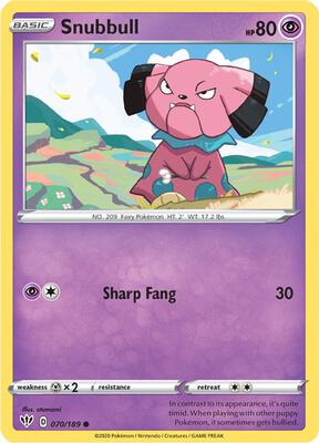 Snubbull card from SWSH03: Darkness Ablaze