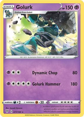 Golurk card from SWSH03: Darkness Ablaze