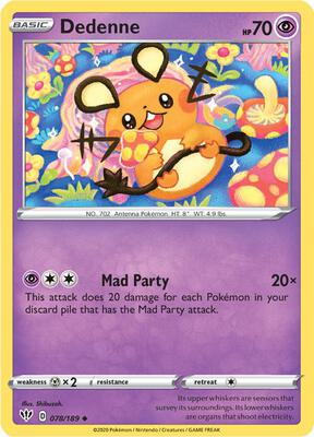 Dedenne card from SWSH03: Darkness Ablaze