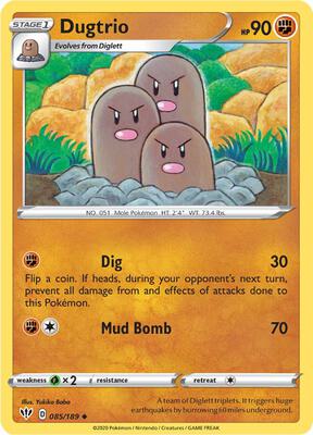 Dugtrio card from SWSH03: Darkness Ablaze