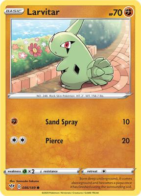Larvitar card from SWSH03: Darkness Ablaze