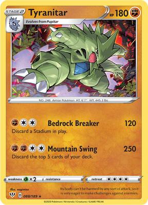 Tyranitar card from SWSH03: Darkness Ablaze