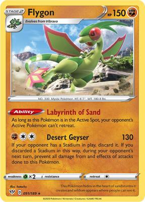 Flygon card from SWSH03: Darkness Ablaze