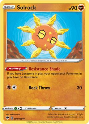 Solrock card from SWSH03: Darkness Ablaze