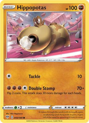 Hippopotas card from SWSH03: Darkness Ablaze