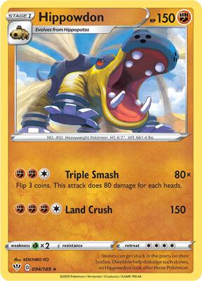 Hippowdon card from SWSH03: Darkness Ablaze