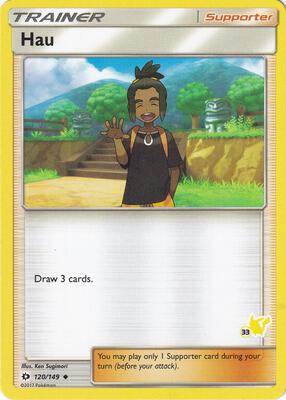 Hau - 120/149 (#33 Pikachu Stamped) card from Battle Academy