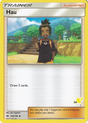 Hau - 120/149 (#54 Pikachu Stamped) card from Battle Academy