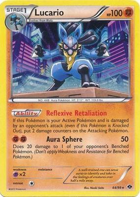 Lucario - 64/99 (Cosmos Holo) card from Blister Exclusives