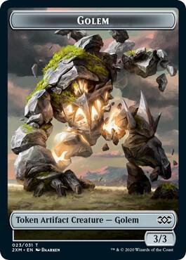 Golem // Elf Warrior Double-Sided Token card from Double Masters