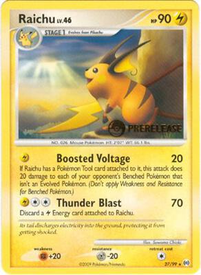 Raichu - 27/99 (Prerelease) card from Nintendo Promos