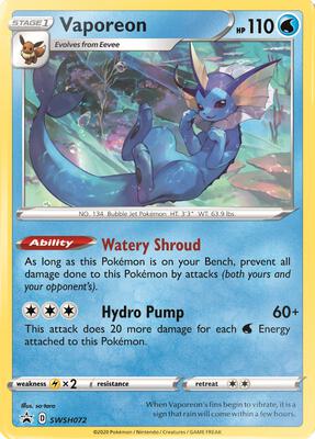 Vaporeon - SWSH072 card from SWSH: Sword & Shield Promo Cards