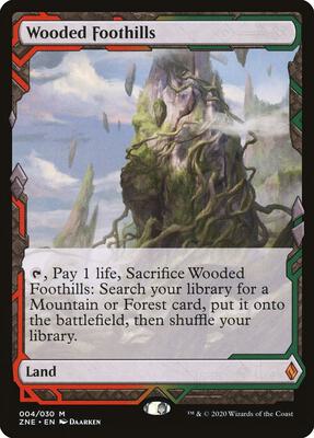 Wooded Foothills card from Zendikar Rising Expeditions