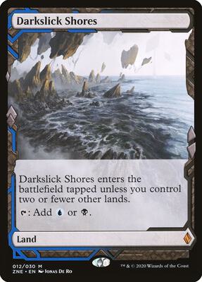 Darkslick Shores card from Zendikar Rising Expeditions