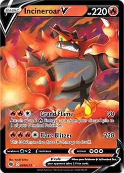 Incineroar V card from Champion's Path