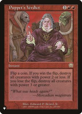 Puppet's Verdict card from The List Reprints