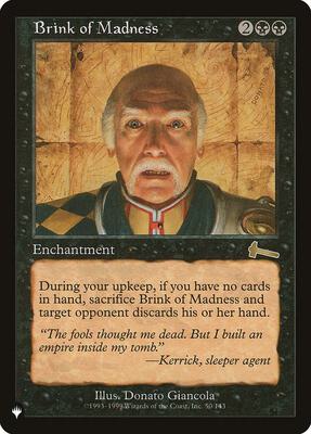 Brink of Madness card from The List Reprints