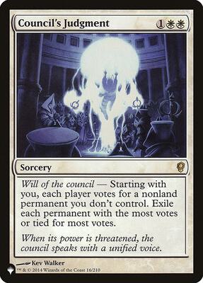 Council's Judgment card from The List Reprints