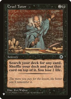 Cruel Tutor card from The List Reprints