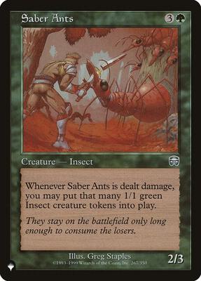Saber Ants card from The List Reprints