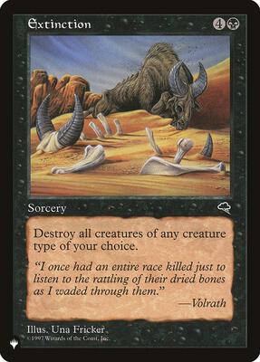 Extinction card from The List Reprints