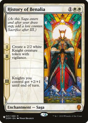 History of Benalia card from The List Reprints