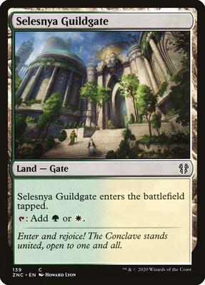 Selesnya Guildgate card from Commander: Zendikar Rising