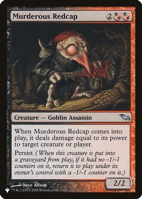 Murderous Redcap card from The List Reprints