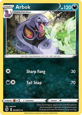 Arbok card from Champion's Path