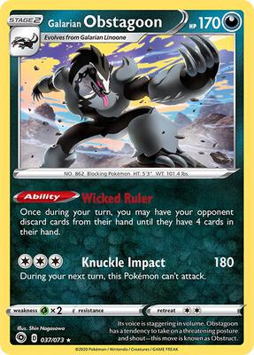 Galarian Obstagoon card from Champion's Path