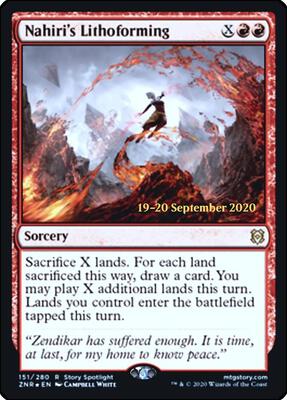 Nahiri's Lithoforming card from Prerelease Cards