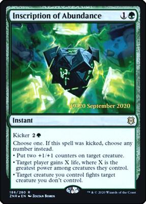 Inscription of Abundance card from Prerelease Cards
