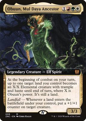 Obuun, Mul Daya Ancestor (Extended Art) card from Commander: Zendikar Rising