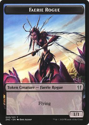 Faerie Rogue // Goblin Rogue Double-Sided Token card from Commander: Zendikar Rising