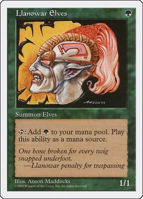 Llanowar Elves card from Fifth Edition
