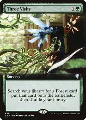 Three Visits (Extended Art) card from Commander Legends
