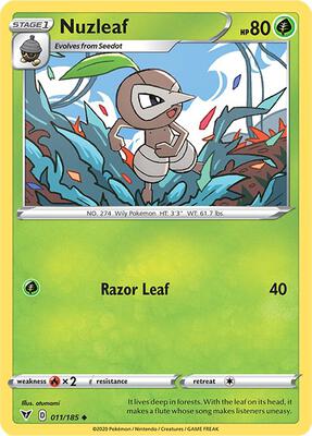 Nuzleaf card from SWSH04: Vivid Voltage