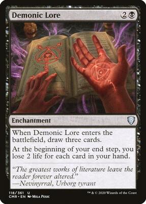 Demonic Lore card from Commander Legends