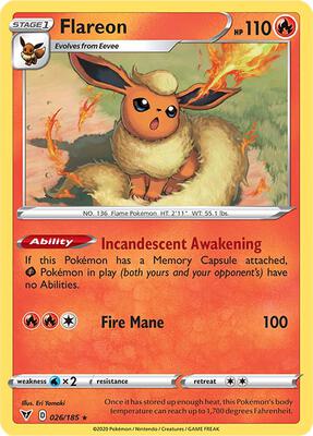 Flareon card from SWSH04: Vivid Voltage