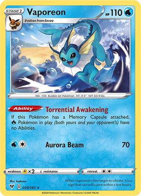 Vaporeon card from SWSH04: Vivid Voltage