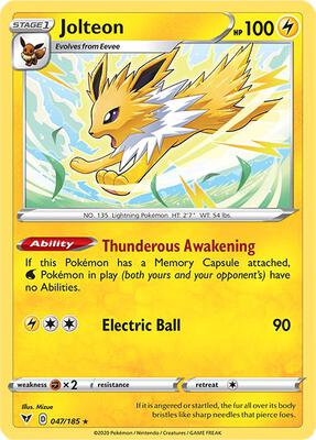 Jolteon card from SWSH04: Vivid Voltage