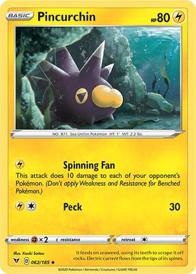 Pincurchin card from SWSH04: Vivid Voltage