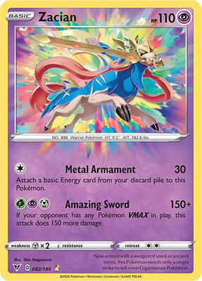 Zacian card from SWSH04: Vivid Voltage