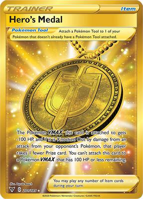 Hero's Medal (Secret) card from SWSH04: Vivid Voltage