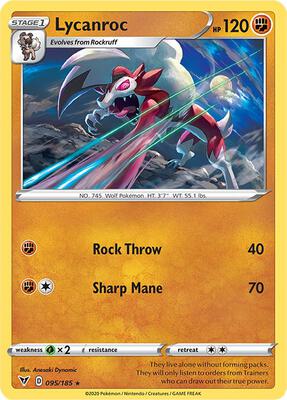 Lycanroc card from SWSH04: Vivid Voltage