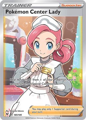 Pokemon Center Lady (Full Art) card from SWSH04: Vivid Voltage