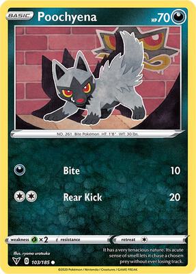 Poochyena card from SWSH04: Vivid Voltage