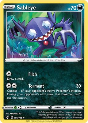 Sableye card from SWSH04: Vivid Voltage
