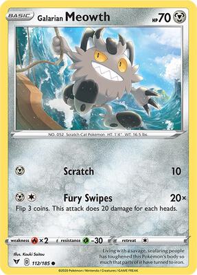 Galarian Meowth card from SWSH04: Vivid Voltage