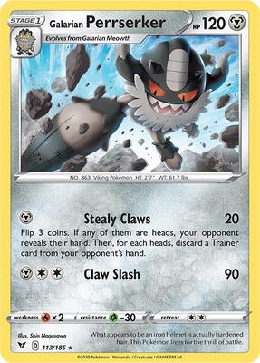 Galarian Perrserker card from SWSH04: Vivid Voltage